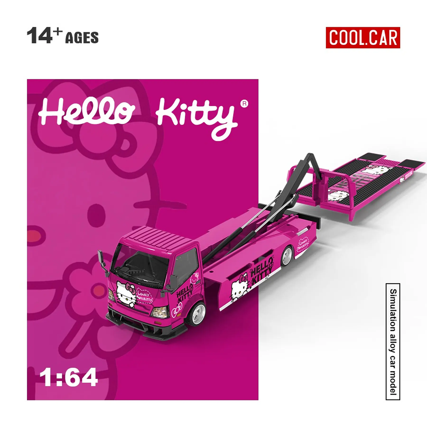 Cool Car 1:64 H300 Flatbed Transport Hello Kitty Deep Pink. 