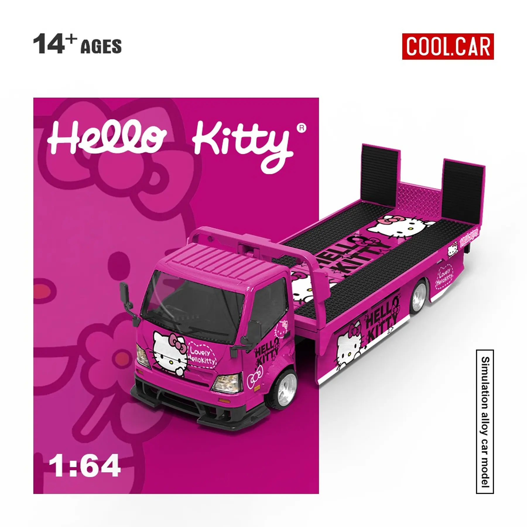 Cool Car 1:64 H300 Flatbed Transport Hello Kitty Deep Pink. 