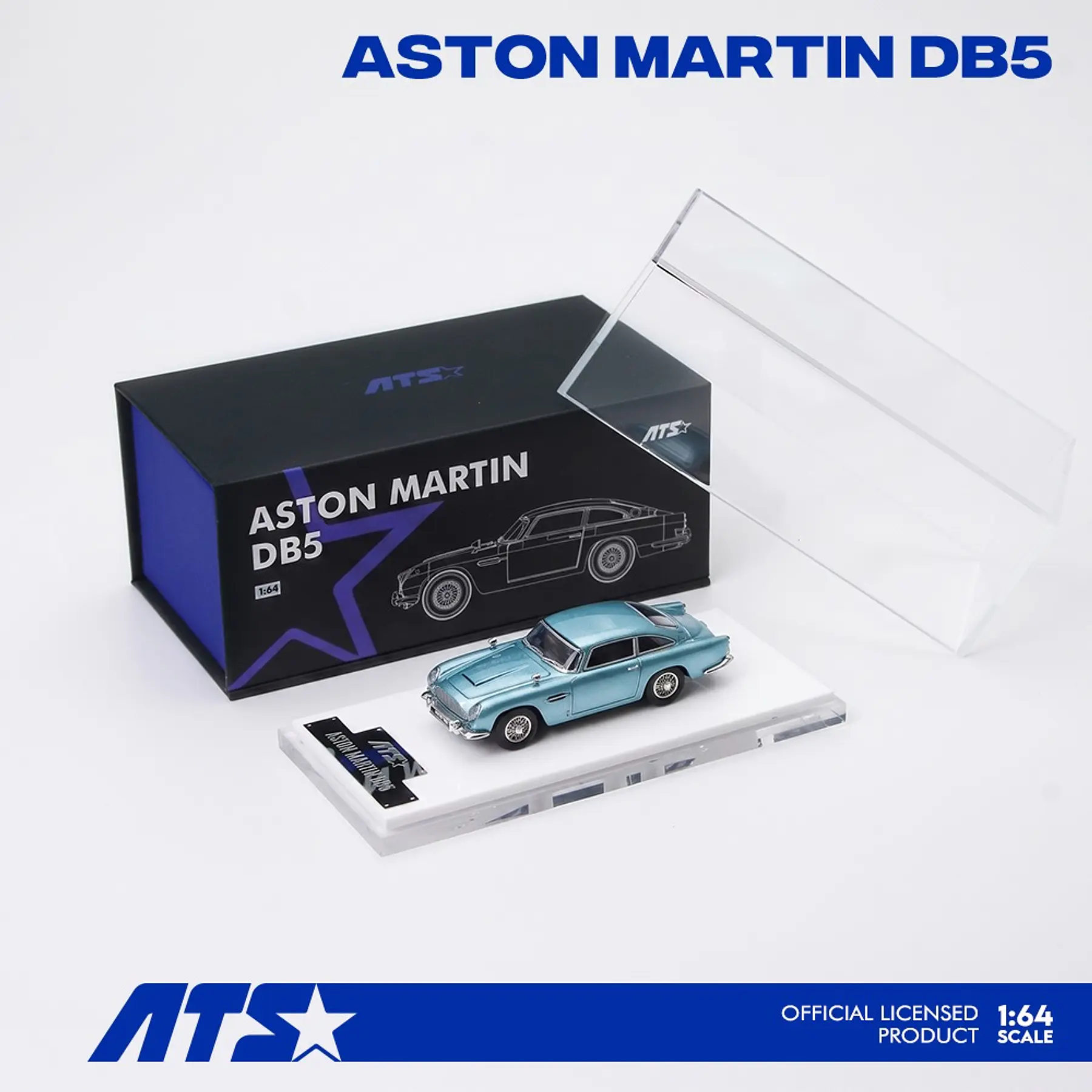 ATS 1:64 Aston Martin DB5 - Caribbean Pearl Blue. 