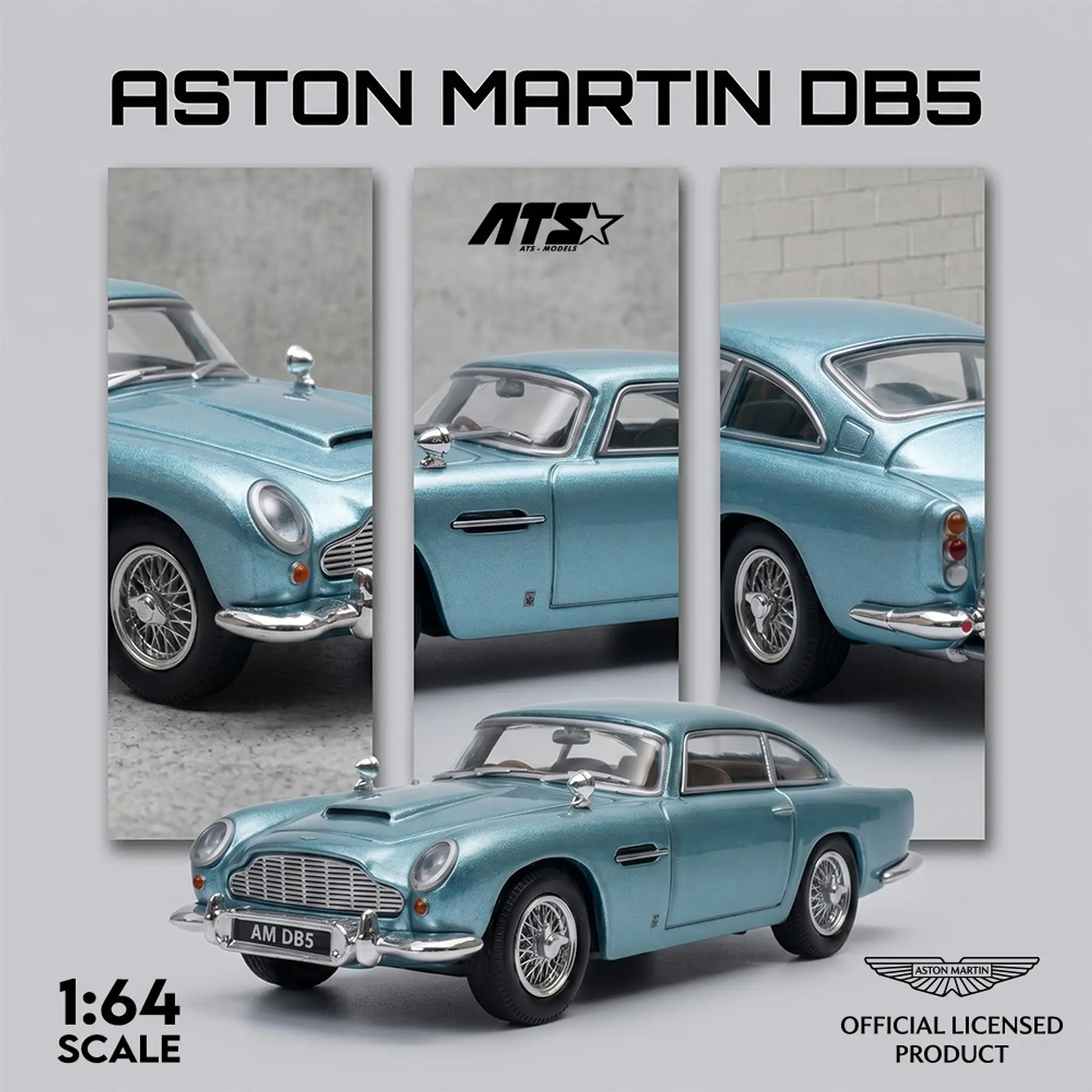 ATS 1:64 Aston Martin DB5 - Caribbean Pearl Blue. 