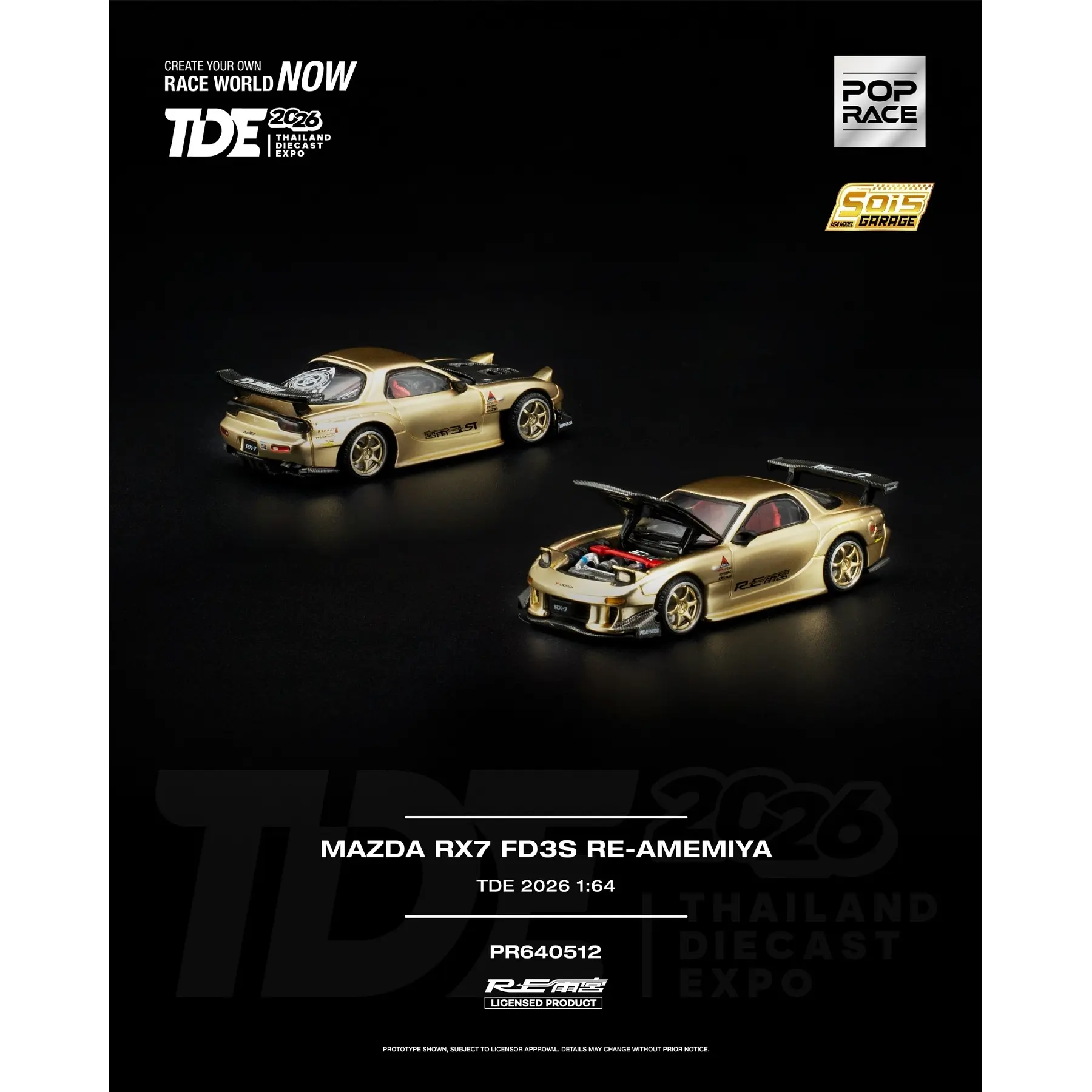 Pop Race 1:64 Mazda RX7 FD3S RE-AMEMIYA Tailandia Expo 2026
