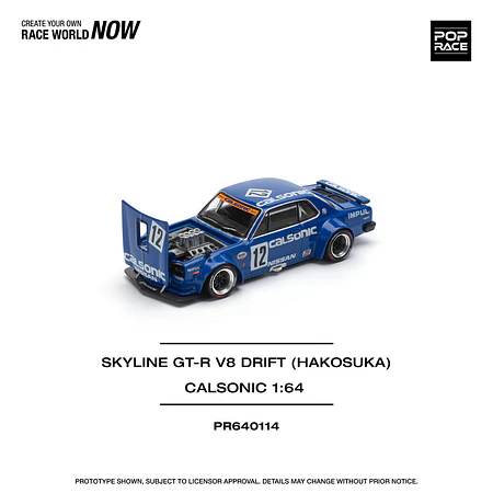 Pop Race 1:64 Nissan Skyline GT-R V8 DRIFT (HAKOSUKA) - CALSONIC