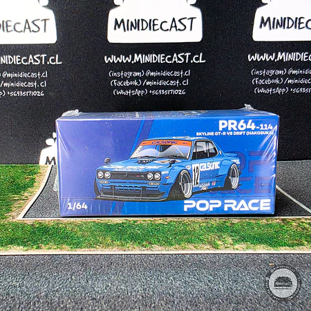 Pop Race 1:64 Nissan Skyline GT-R V8 DRIFT (HAKOSUKA) - CALSONIC