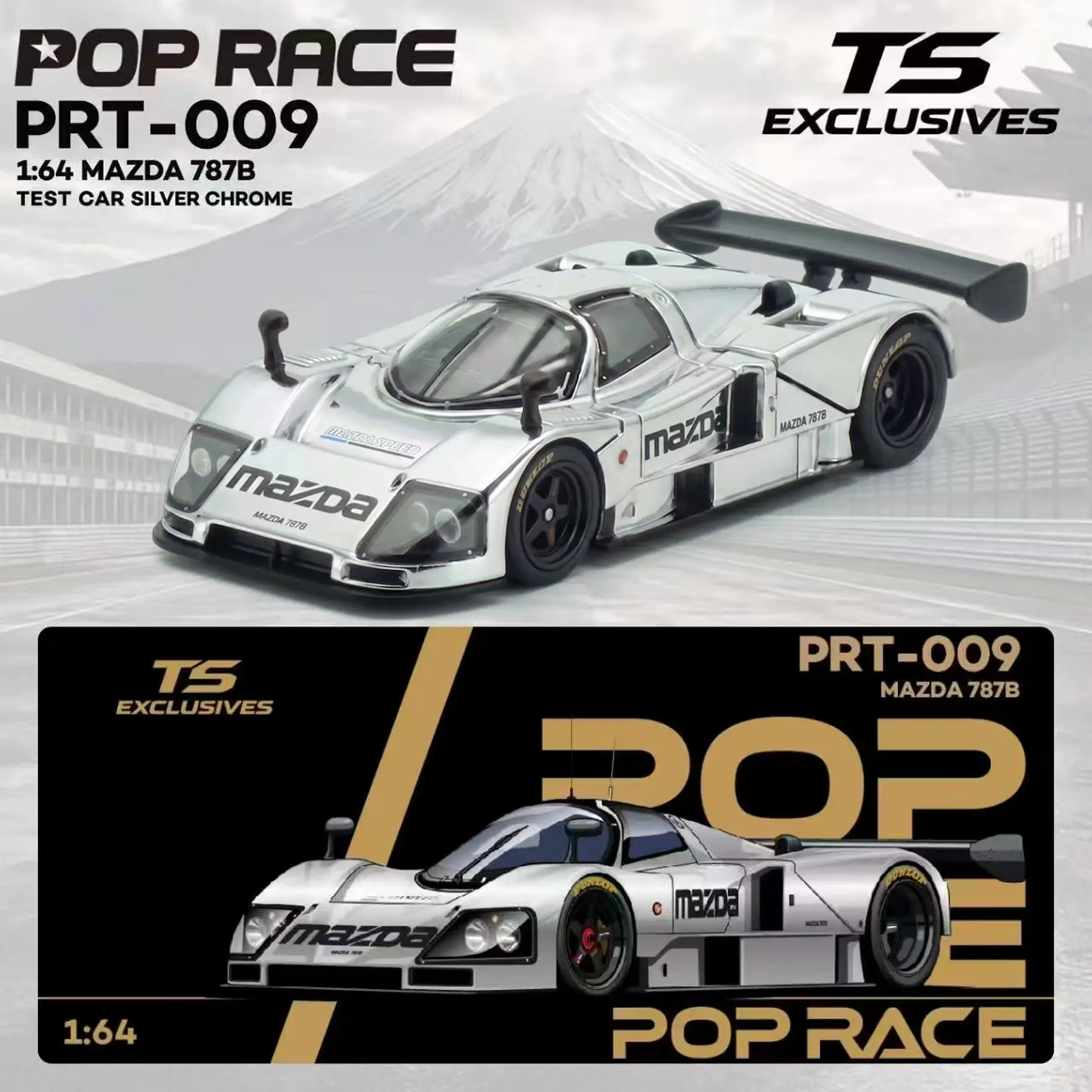 (PREVENTA) Pop Race x TS Exclusives 1:64 Mazda 787B Test Car Silver Chrome