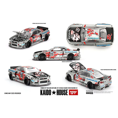 Kaido House x Mini GT 1:64 Nissan Skyline GT-R (R34) Kaido Star Racing V1- Silver