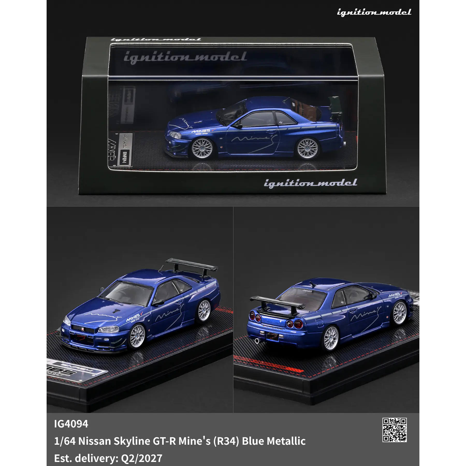(PREVENTA) Ignition Model 1:64 Nissan Skyline GT-R Mine's (R34) Blue Metallic