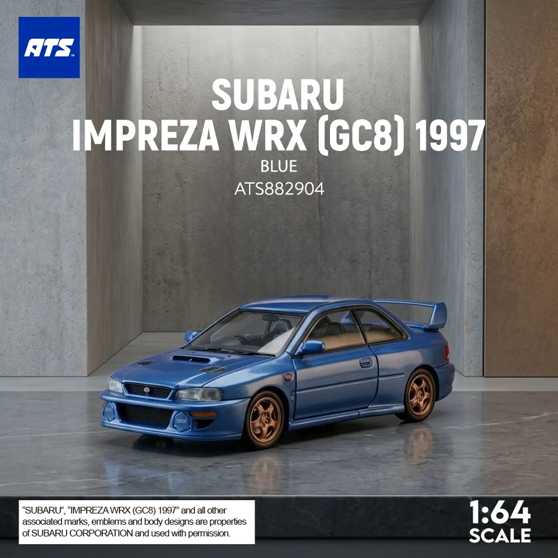 (PREVENTA) ATS 1:64 Subaru Impreza WRX (GC8) 1997 Blue