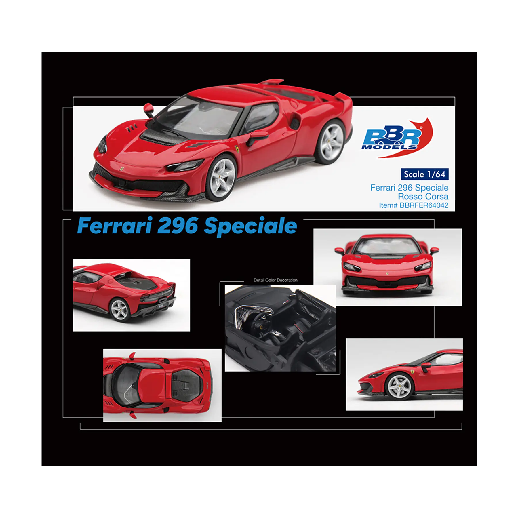 (PREVENTA) BBR 1:64 Ferrari 296 Speciale – Rosso Corsa Red – Limited Edition