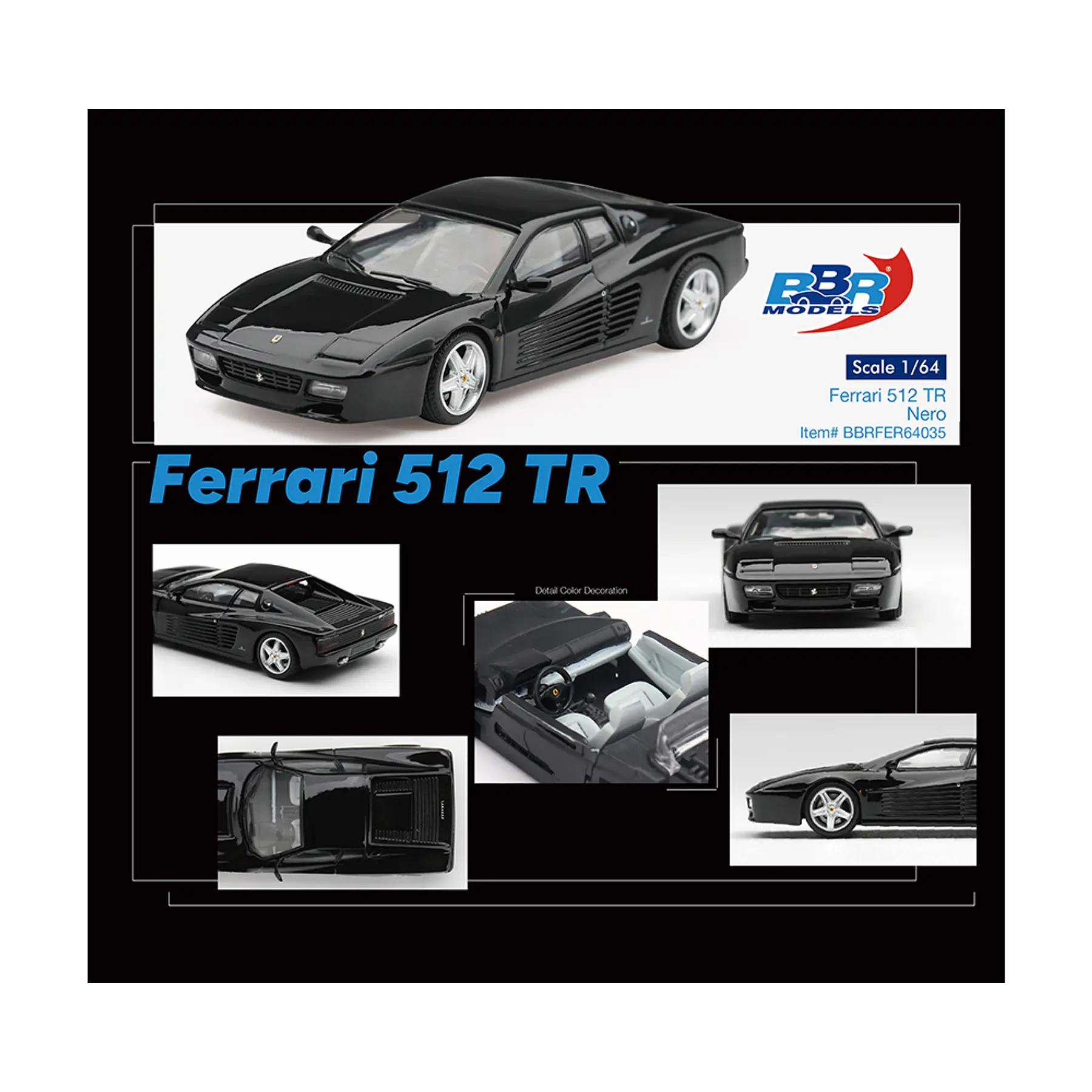 (PREVENTA) BBR 1:64 Ferrari 512 TR – Nero Black – Limited Edition
