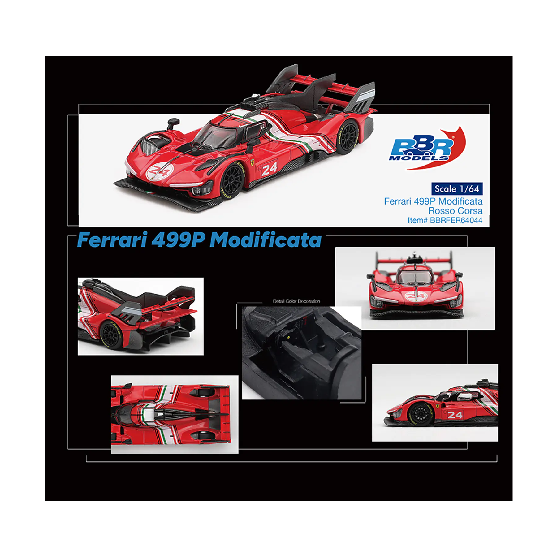(PREVENTA) BBR 1:64 Ferrari 499P Modificata – Rosso Corsa Red – Limited Edition
