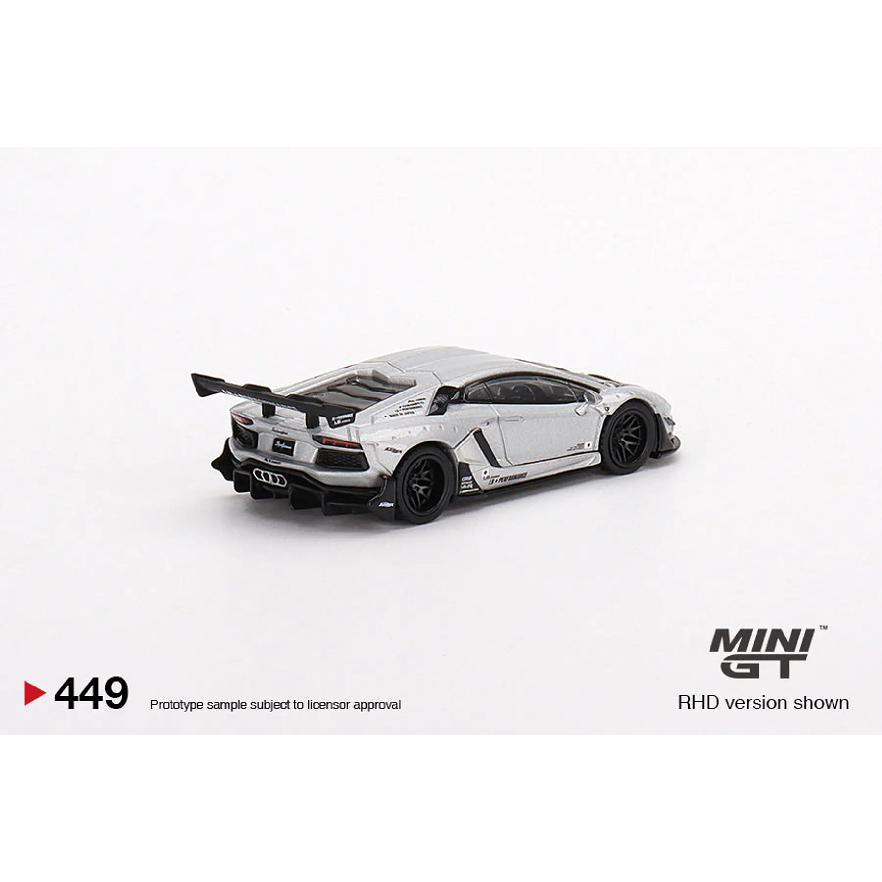 Mini GT 1:64 LB★WORKS Lamborghini Aventador Limited Edition Matt Silver – Mijo Exclusive USA