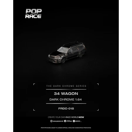(PREVENTA) Pop Race 1:64 Nissan Skyline R34 Wagon Dark Chrome