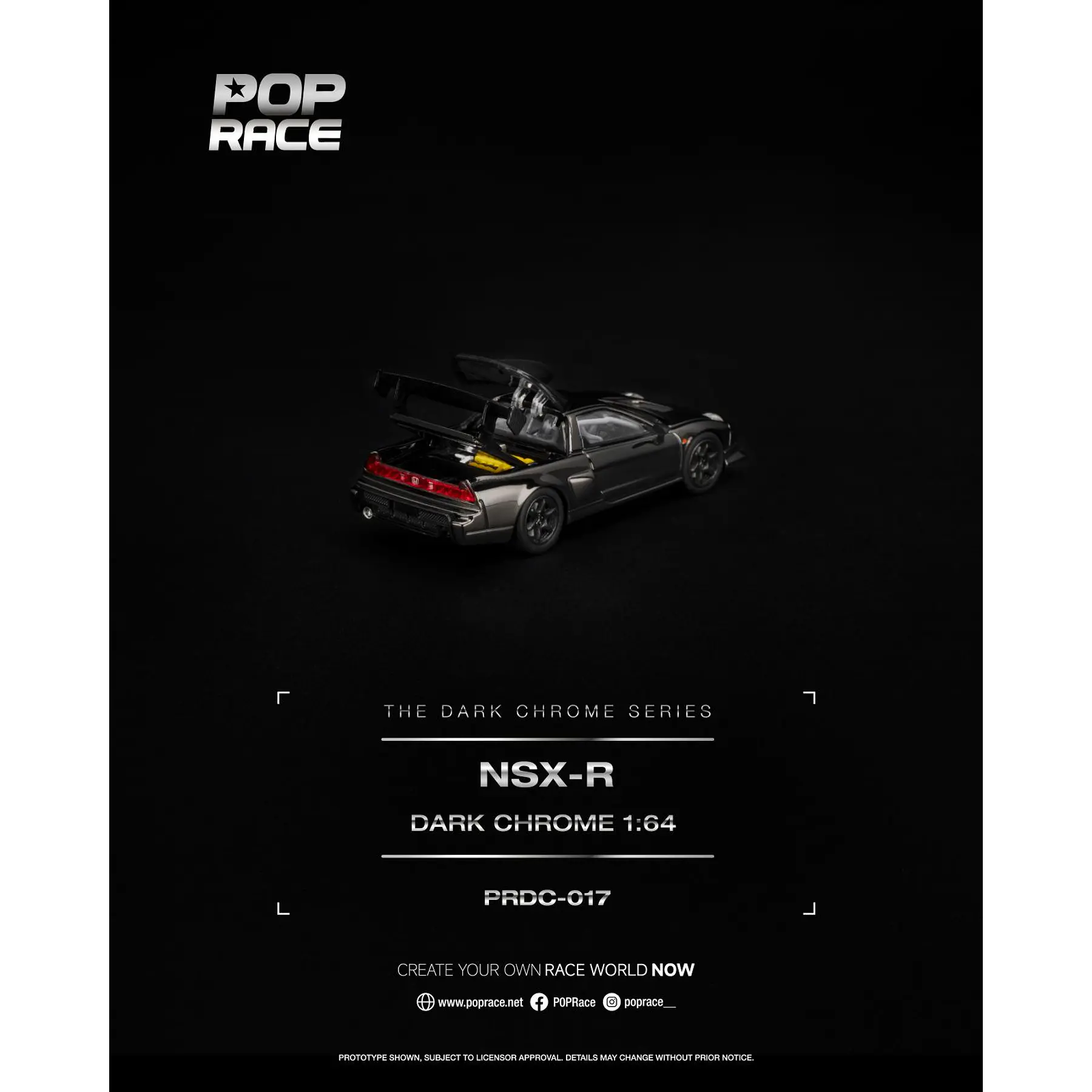 (PREVENTA) Pop Race 1:64 Honda NSX-R Dark Chrome
