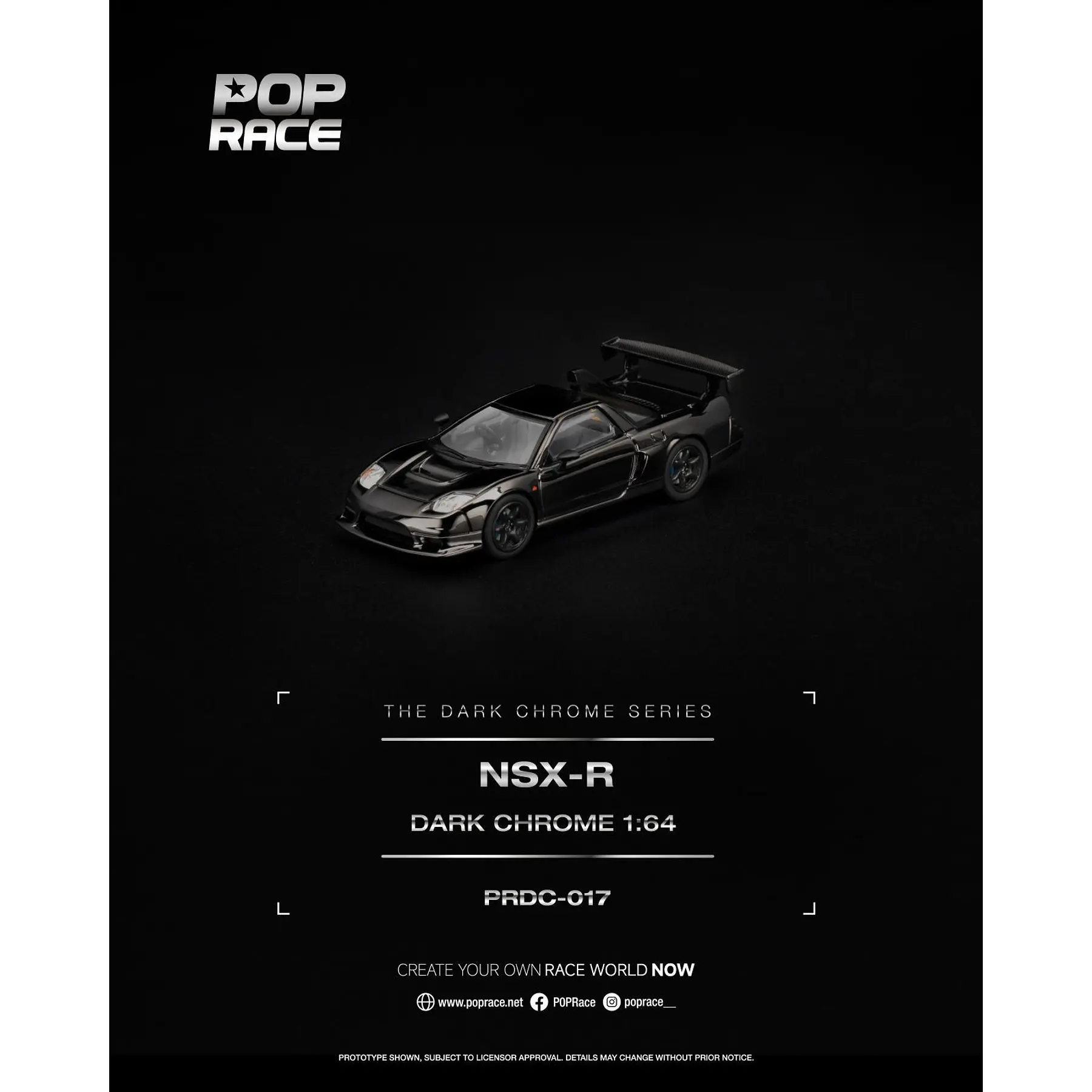 (PREVENTA) Pop Race 1:64 Honda NSX-R Dark Chrome