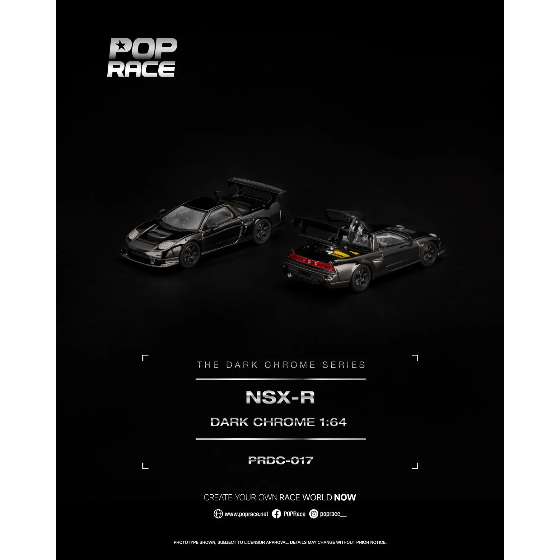 (PREVENTA) Pop Race 1:64 Honda NSX-R Dark Chrome