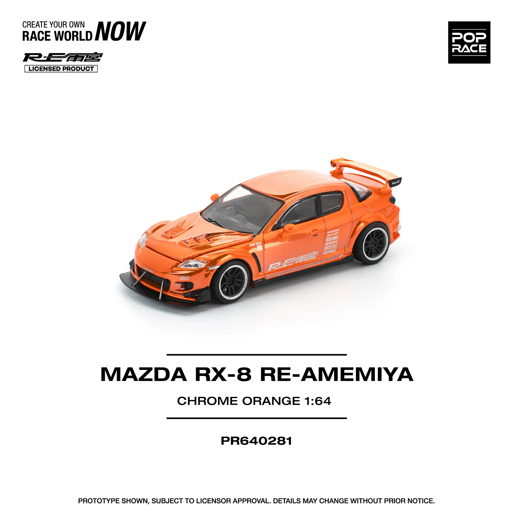 Pop Race 1:64 Mazda RX-8 RE-AMEMIYA Chrome Orange