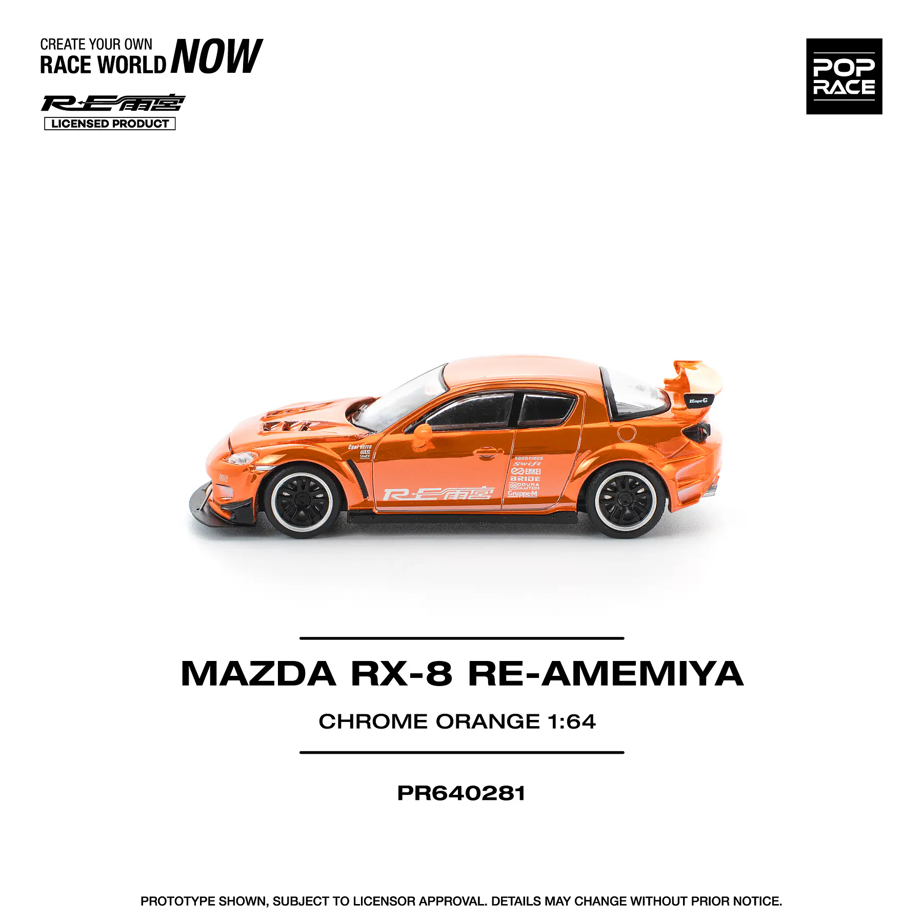 Pop Race 1:64 Mazda RX-8 RE-AMEMIYA Chrome Orange