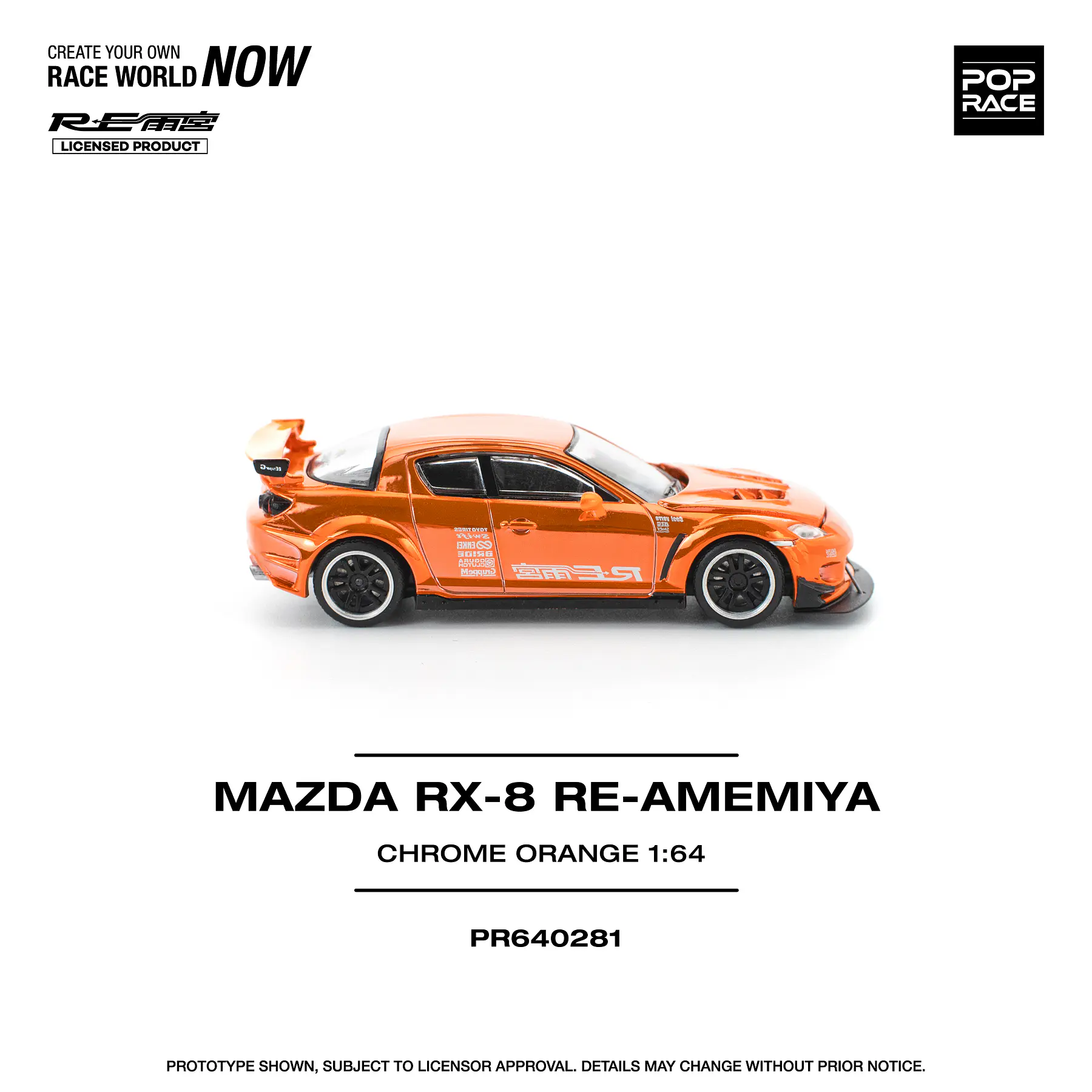 Pop Race 1:64 Mazda RX-8 RE-AMEMIYA Chrome Orange
