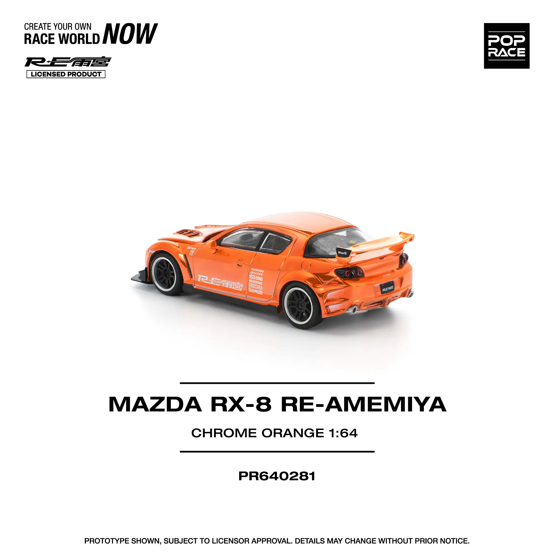 Pop Race 1:64 Mazda RX-8 RE-AMEMIYA Chrome Orange