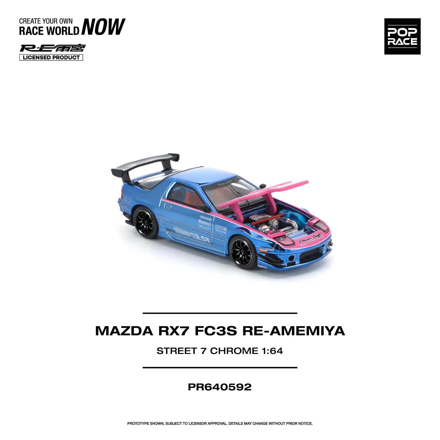 Pop Race 1:64 Mazda RX7 (FC3S) RE-AMEMIYA Street Chrome