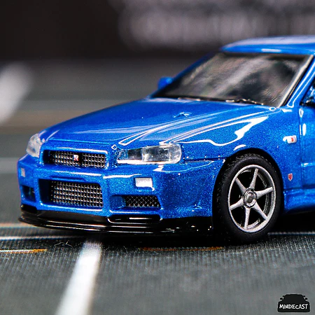 Mini GT 1:64 Nissan Skyline GT-R (R34) V-Spec II Bayside Blue