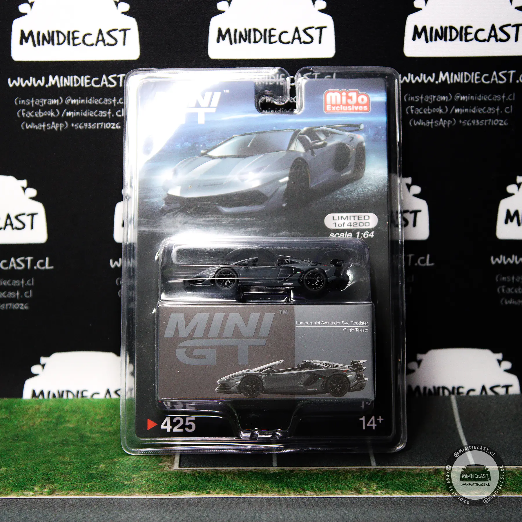 Mini GT 1:64 Mijo Exclusives Lamborghini Aventador SVJ Roadster Grigio Telesto