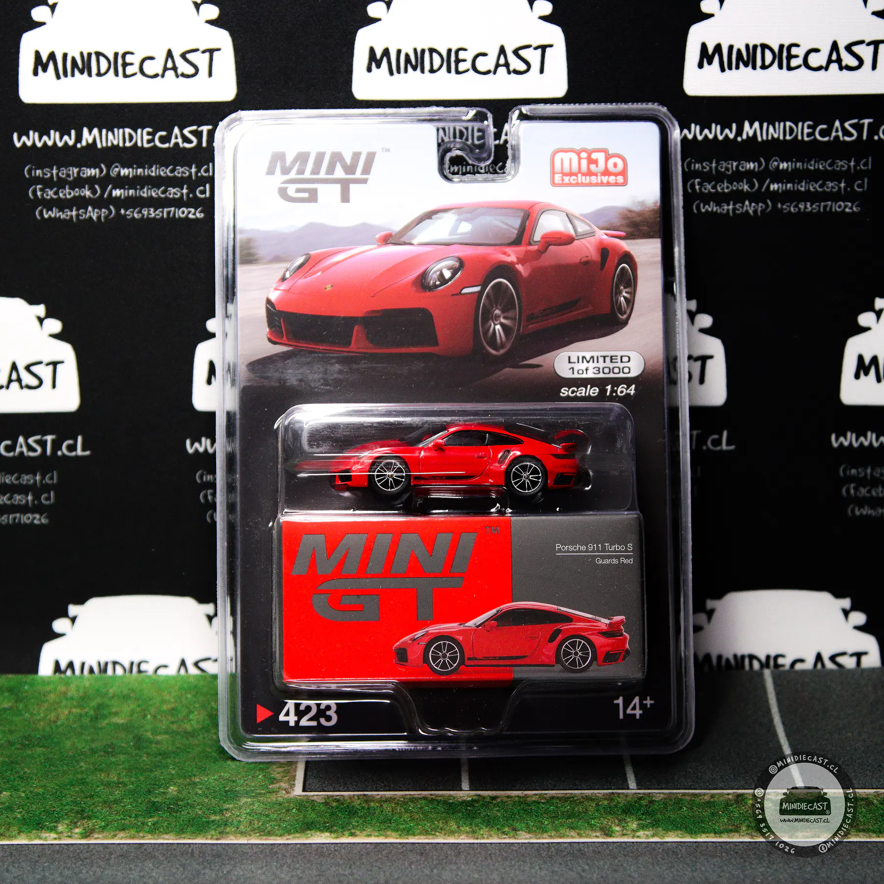 Mini GT 1:64 Mijo Exclusives Porsche 911 Turbo S Guards Red