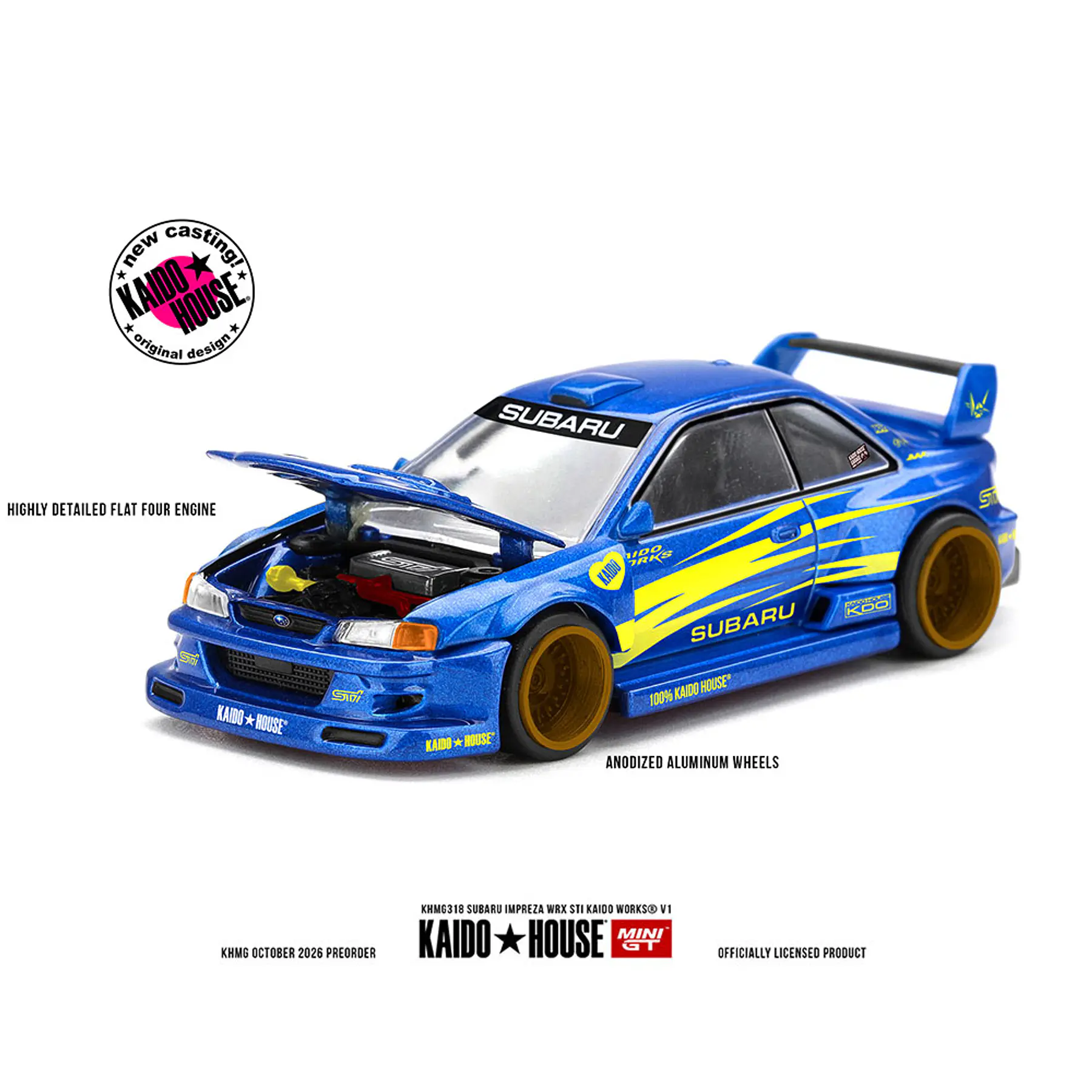 (PREVENTA) Kaido House x Mini GT 1:64 Subaru Impreza WRX STI KAIDO WORKS V1 – Blue