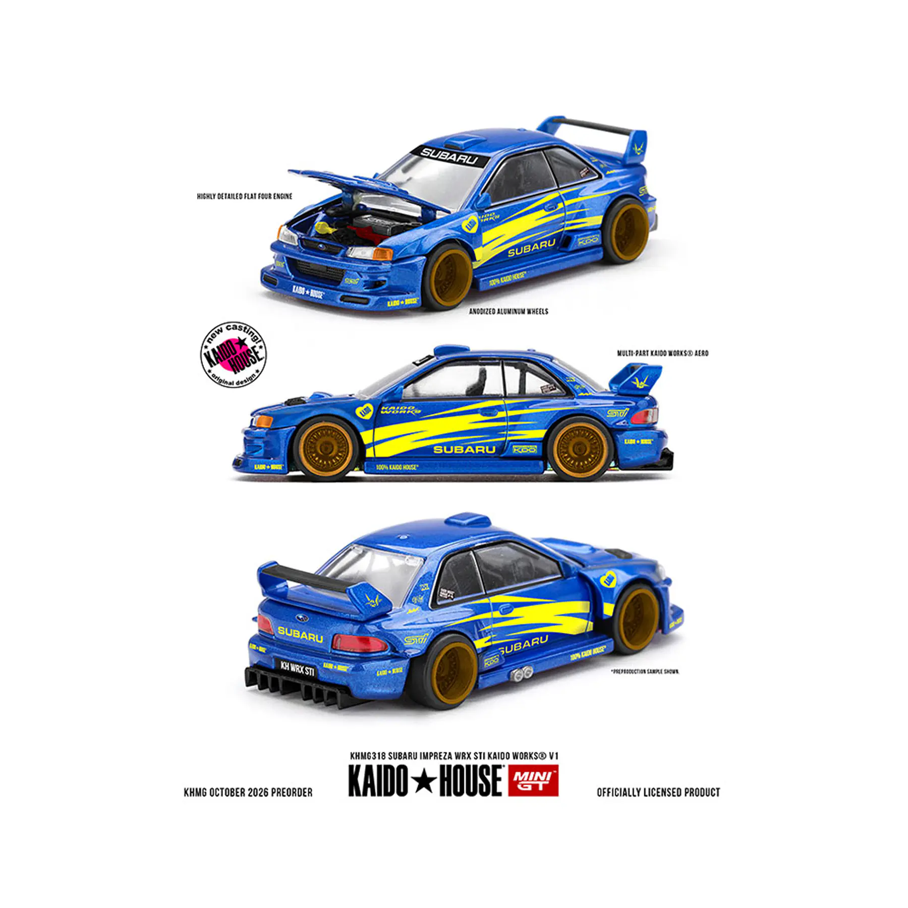 (PREVENTA) Kaido House x Mini GT 1:64 Subaru Impreza WRX STI KAIDO WORKS V1 – Blue
