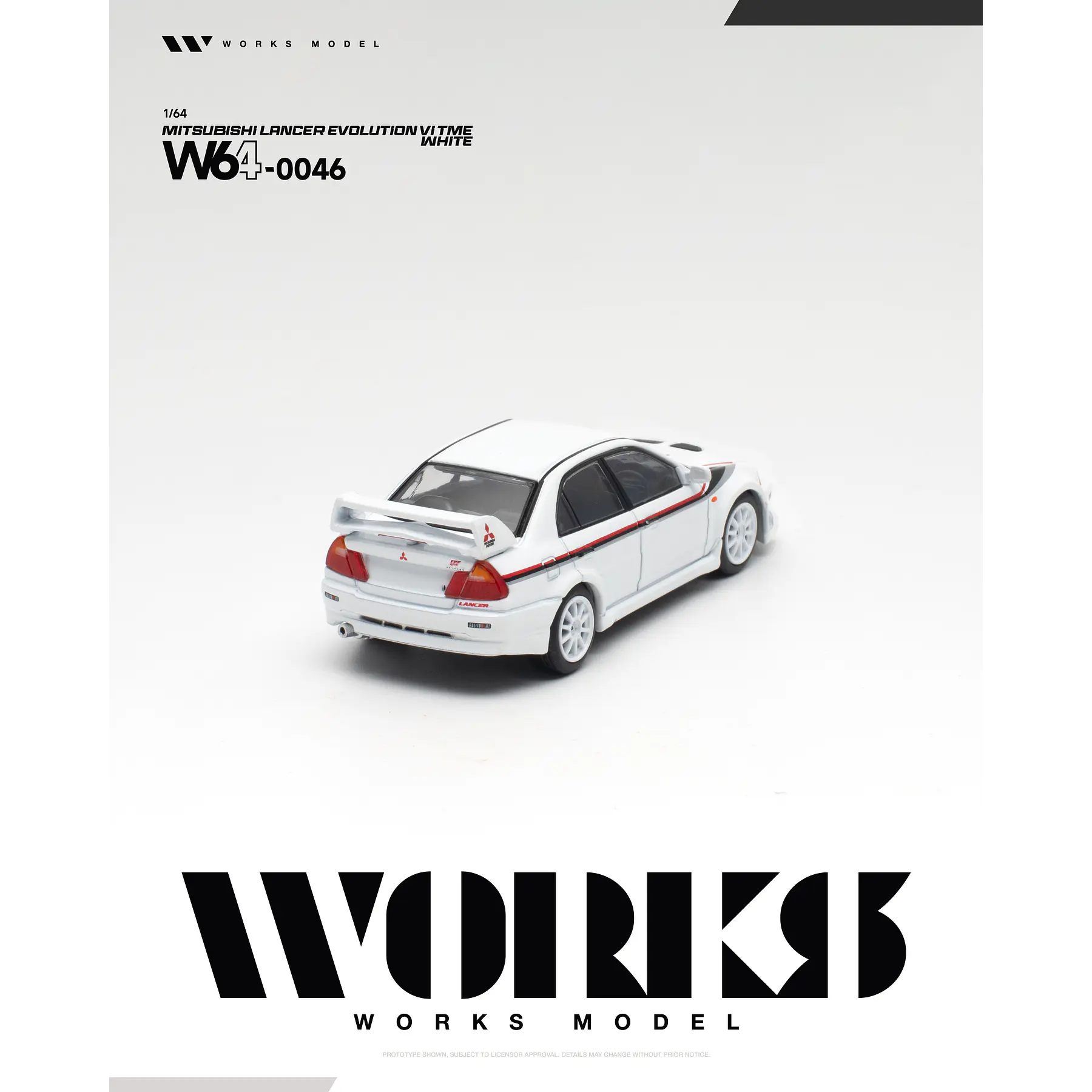 (PREVENTA) WORKS 1:64 Mitsubishi Lancer Evolution VI Tommi Makinen White
