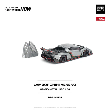 (PREVENTA) Pop Race 1:64 Lamborghini Veneno Grigio Metalluro