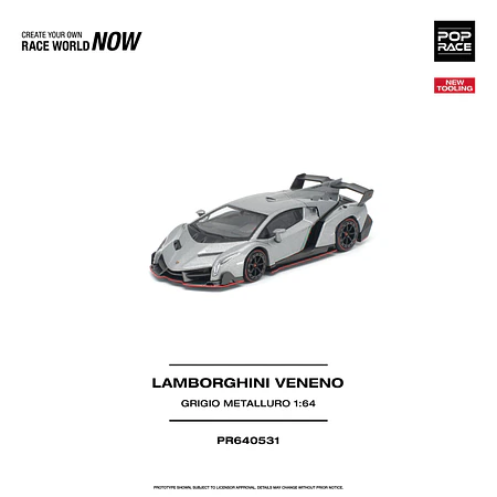 (PREVENTA) Pop Race 1:64 Lamborghini Veneno Grigio Metalluro