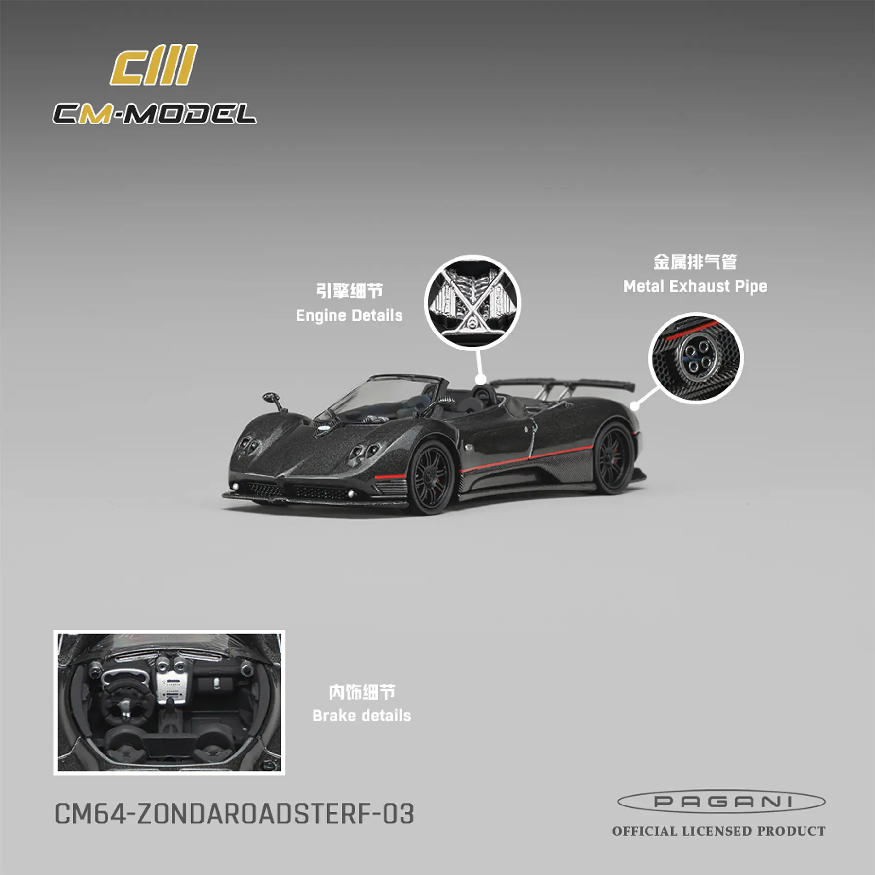 (PREVENTA) CM Model 1:64 Pagani Zonda F Roadster Montecarlo Gray
