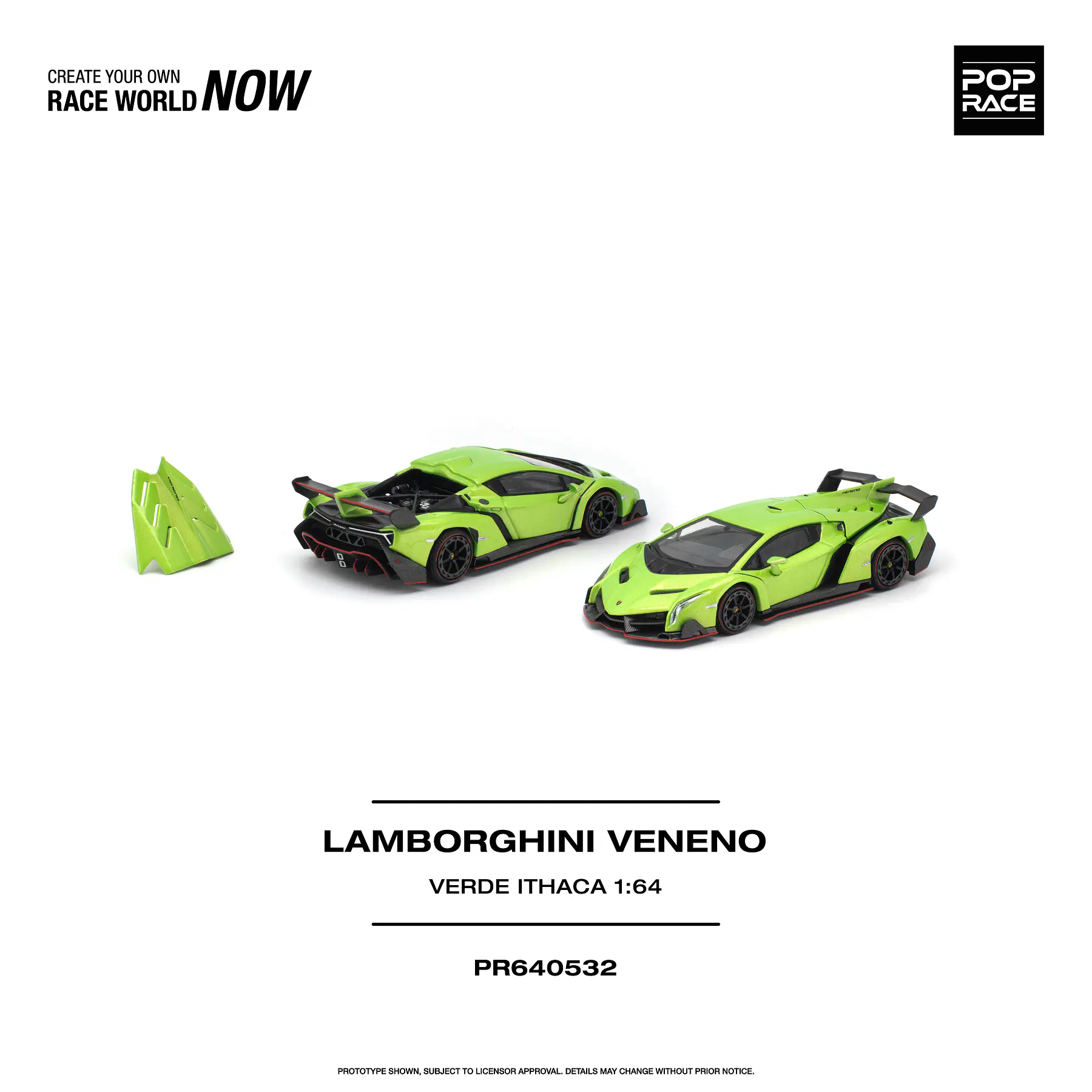 (PREVENTA) Pop Race 1:64 Lamborghini Veneno - Verde Ithaca