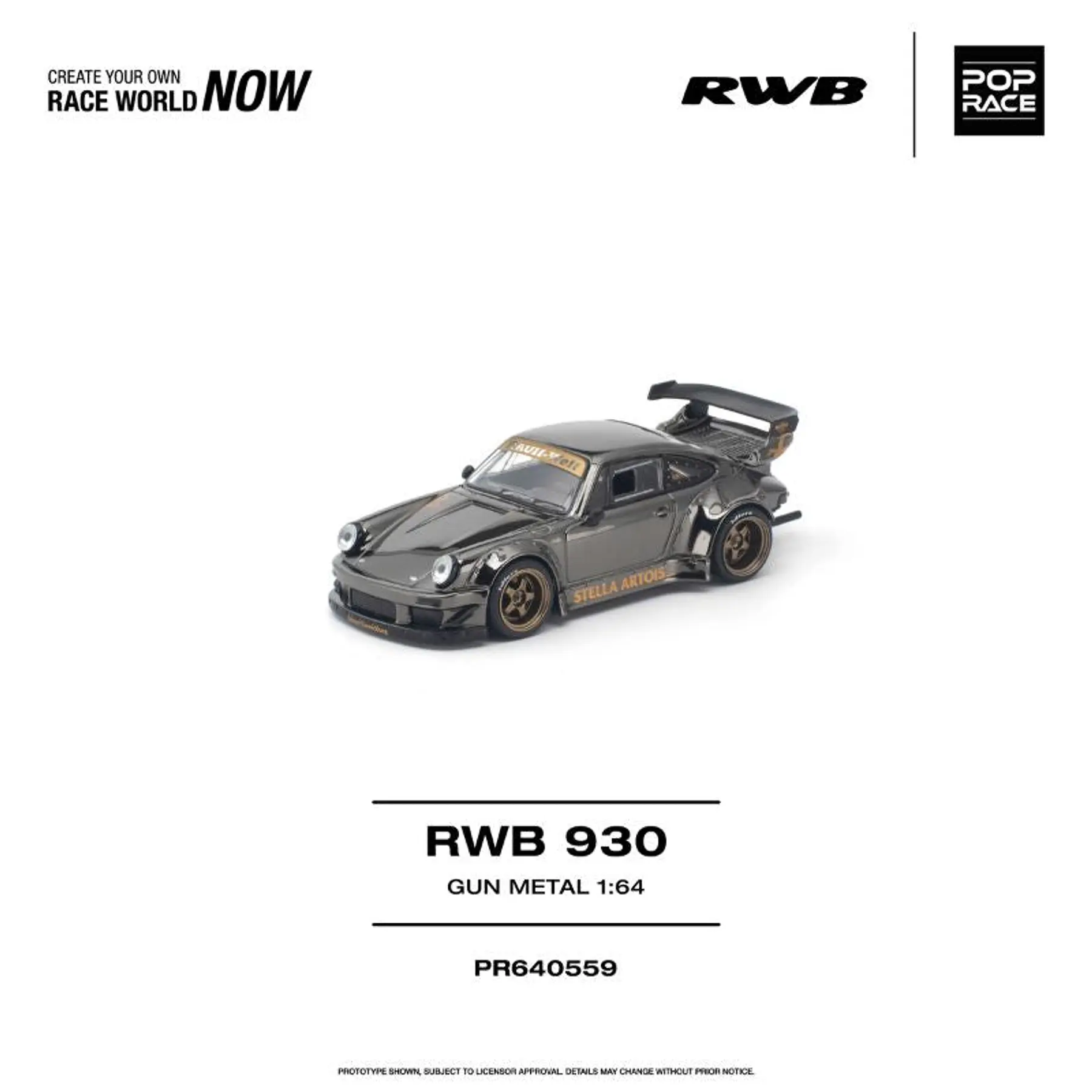 (PREVENTA) Pop Race 1:64 Porsche RWB 930 Gun Metal