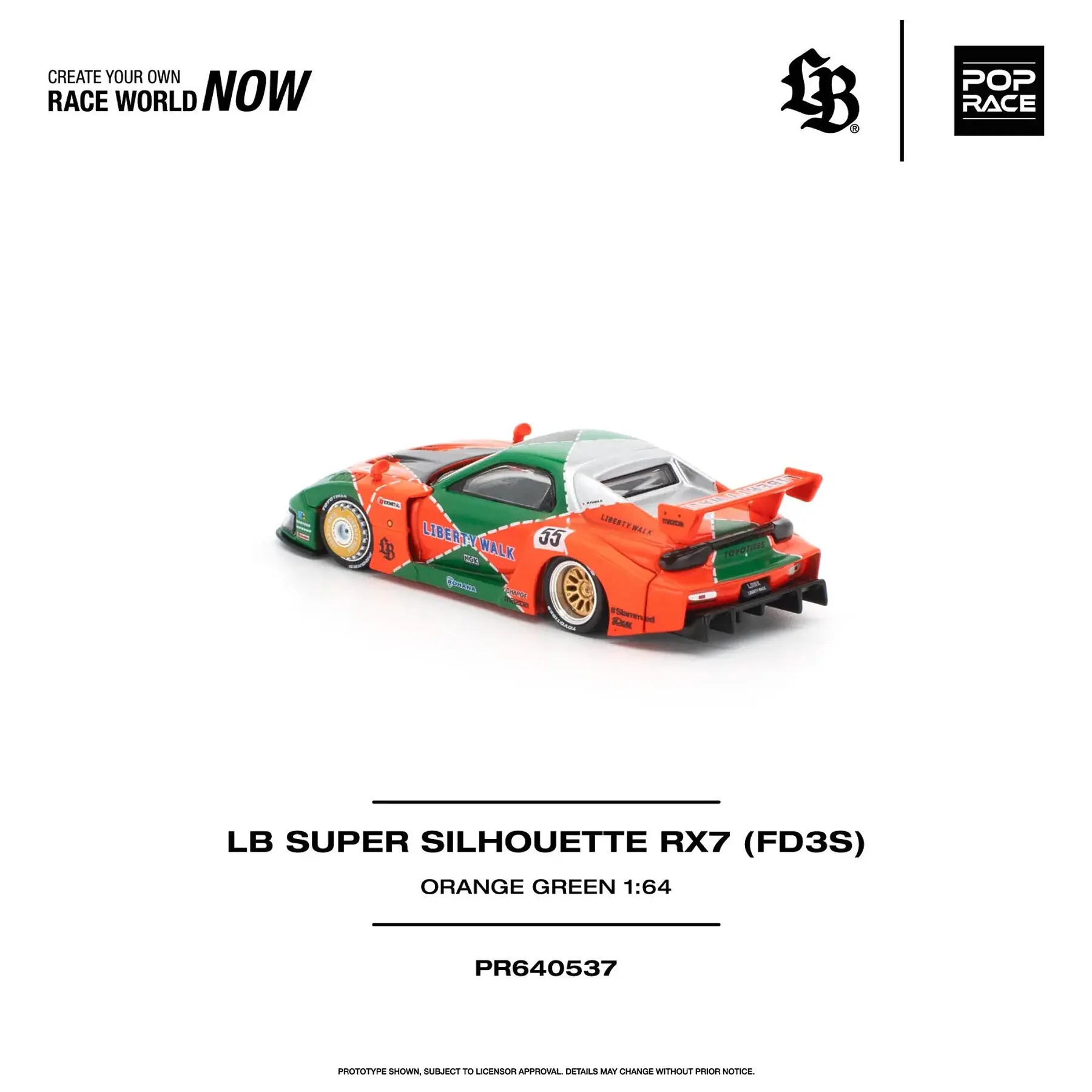 (PREVENTA) Pop Race 1:64 LB Super Silhouette Mazda RX7 (FD3S) Orange Green