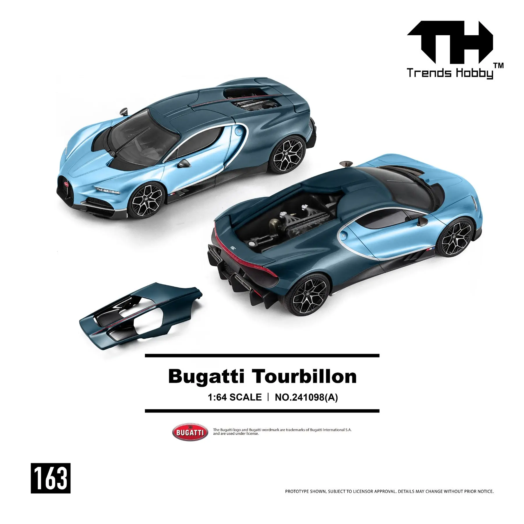 (PREVENTA) Trends Hobby 1:64 Bugatti Tourbillon – Blue Atlantic