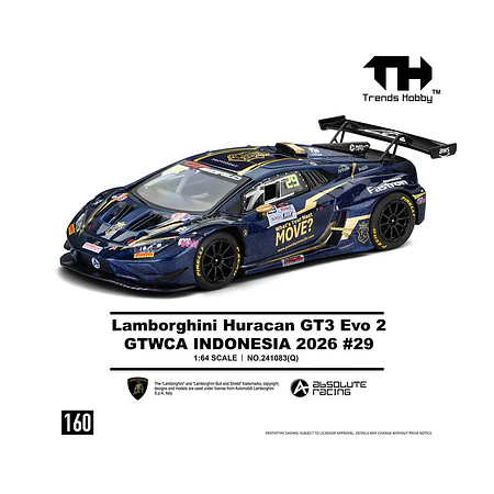 (PREVENTA) Trends Hobby 1:64 Lamborghini Huracan GT3 EVO2 #29 GTWCA Indonesia 2026 – Limited Edition