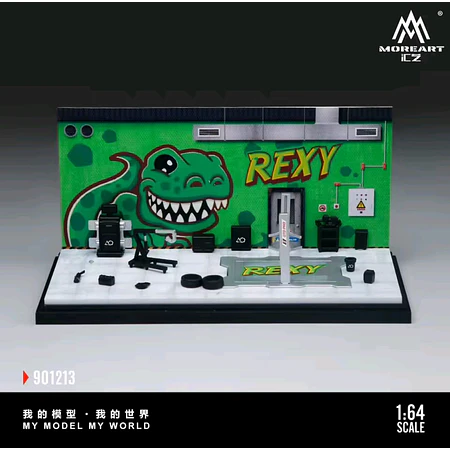 (PREVENTA) MoreArt 1:64 Rexy green Diorama garage