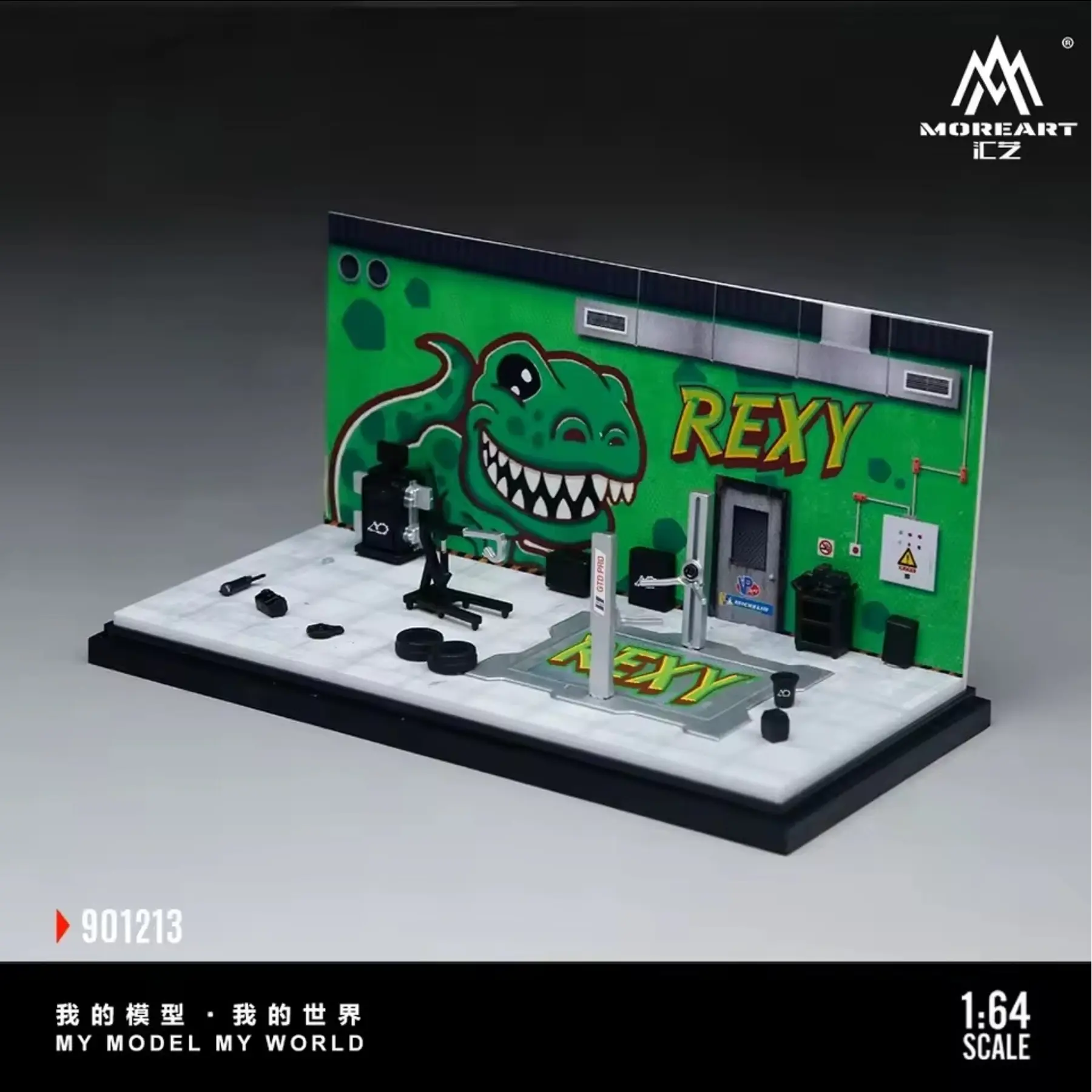 (PREVENTA) MoreArt 1:64 Rexy green Diorama garage