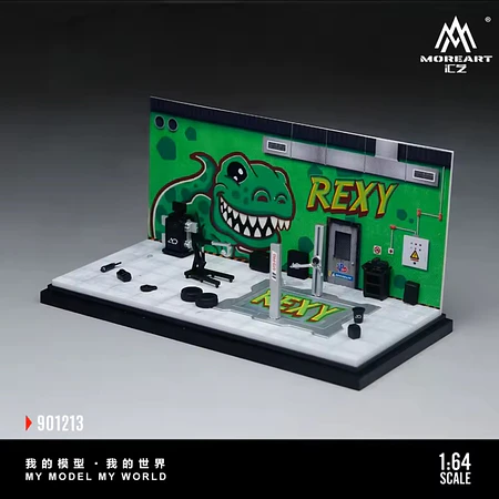 (PREVENTA) MoreArt 1:64 Rexy green Diorama garage