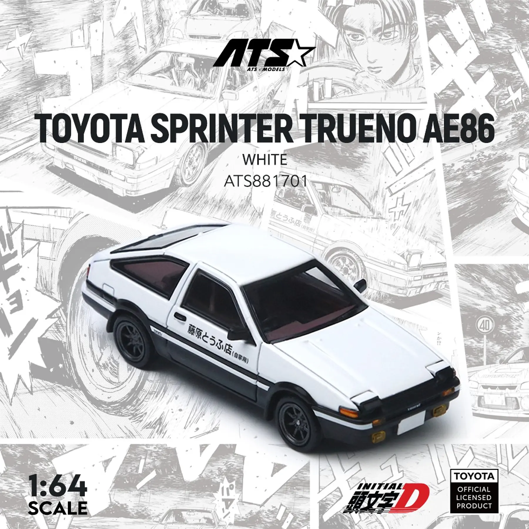 (PREVENTA) ATS 1:64 Toyota Sprinter Trueno AE86 Initial D - White