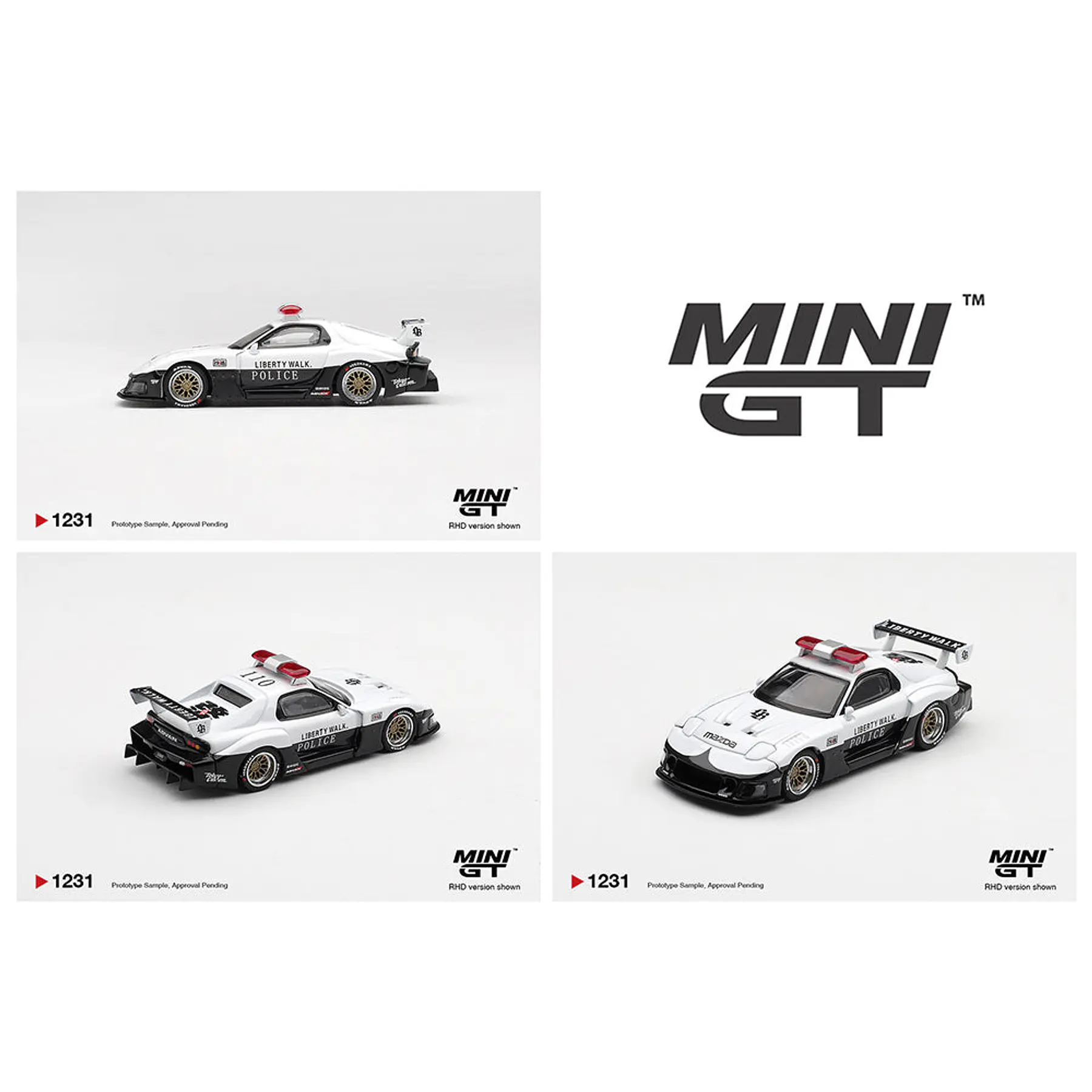 (PREVENTA) Mini GT 1:64 MAZDA RX-7 LB-Super Silhouette Police – White – Limited Edition