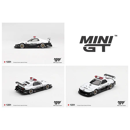 (PREVENTA) Mini GT 1:64 MAZDA RX-7 LB-Super Silhouette Police – White – Limited Edition