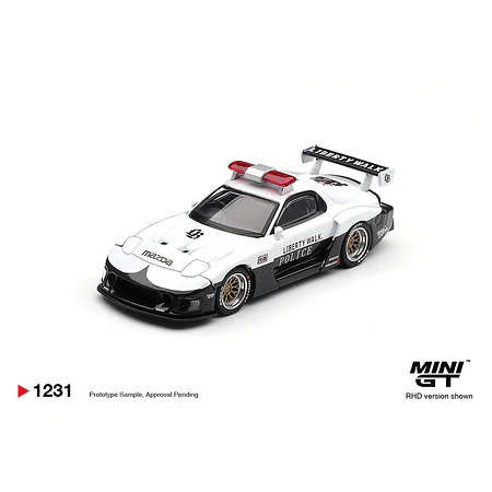(PREVENTA) Mini GT 1:64 MAZDA RX-7 LB-Super Silhouette Police – White – Limited Edition