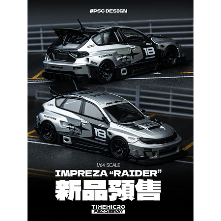 (PREVENTA) TimeMicro × PSC DESIGN 1:64 Subaru Impreza "Raider" Silver