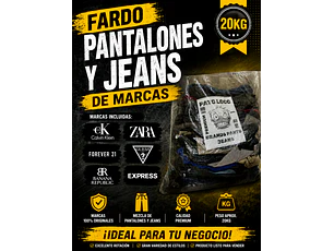 Fardo Jeans y pantalones Marcas 20 kg 