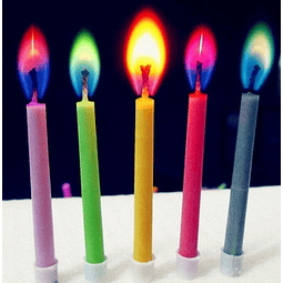 Pack 12 Velas Llama De Color, Novedad, Cumpleaños