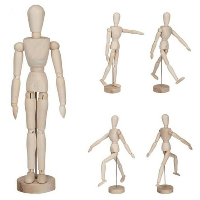 Figura Humana Madera Articulado 20cm, Stop Motion, Dibujo