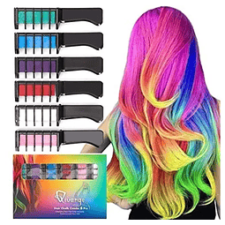 6 Tinturara Tizas Color Pelo Tiza Tinte Cabello Temporal Fluor